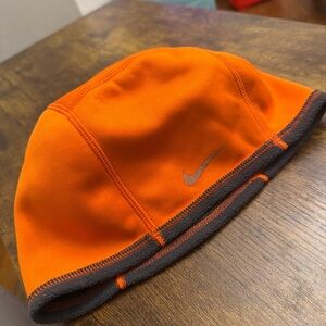 Nike Orange Beanie with Gray Trim and Reflective Swoosh